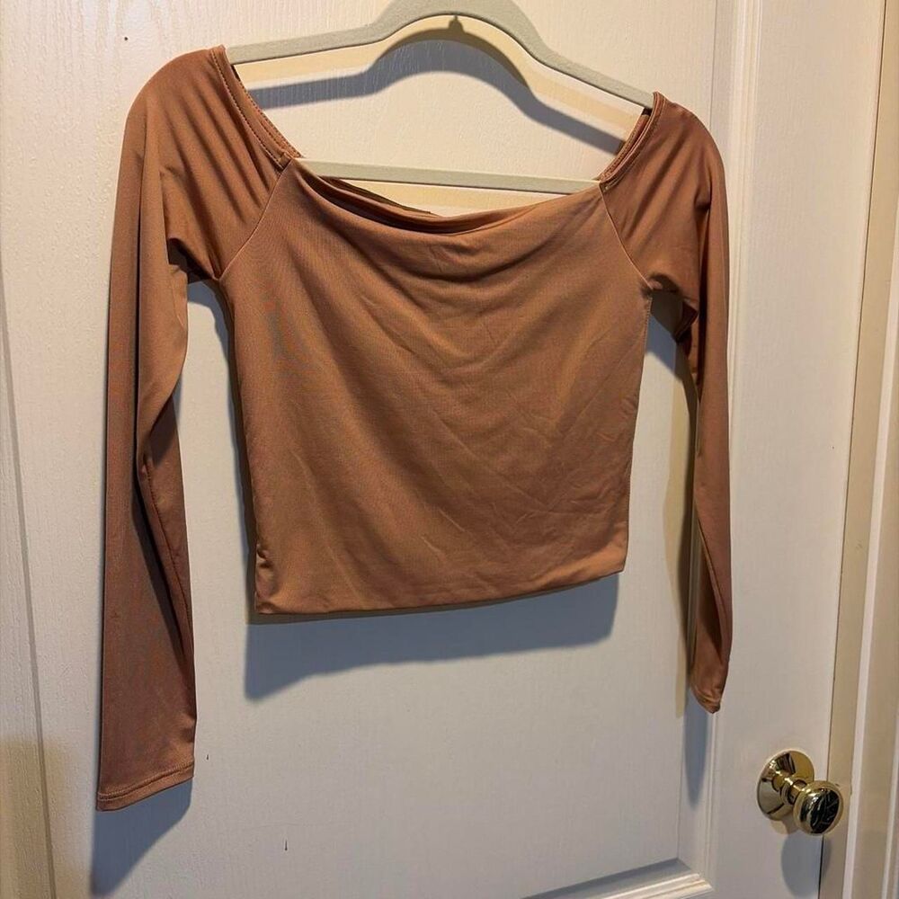 Forever-21 Women's Pink and Tan Crop-top